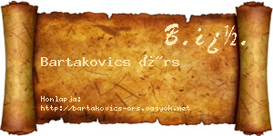 Bartakovics Örs névjegykártya